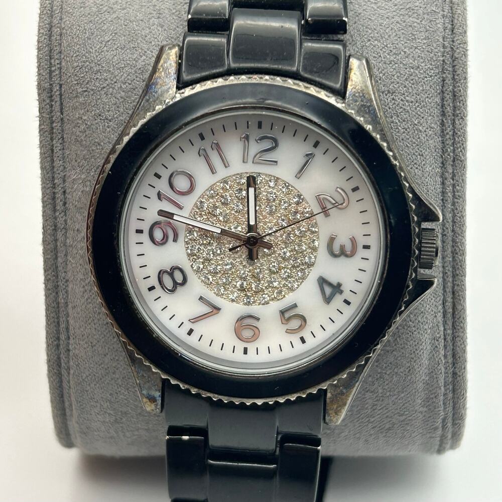 Arm Candy Women's Stainless Steel Watch Black Metal Bezel Japan Movt New Battery
